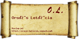 Orsós Letícia névjegykártya